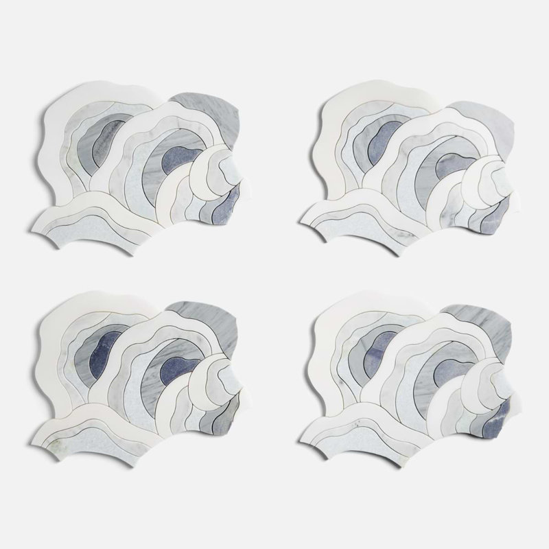 Iris Azul Macauba Blue Polished Marble Waterjet Mosaic Tile