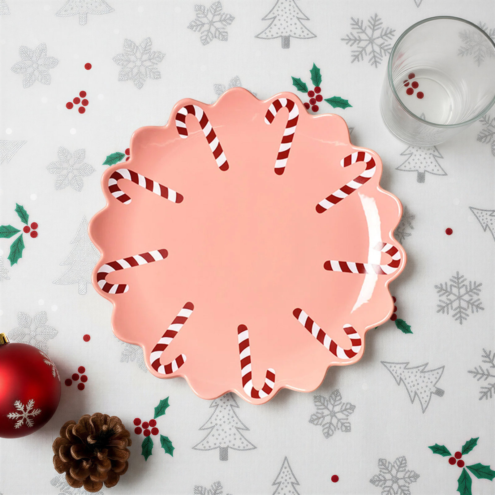 Candy Cane Scallop 13 Platter Provence