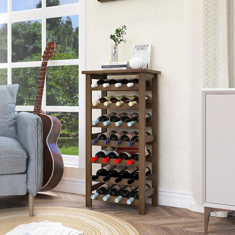 Floor Wine Bottle Rack Brown