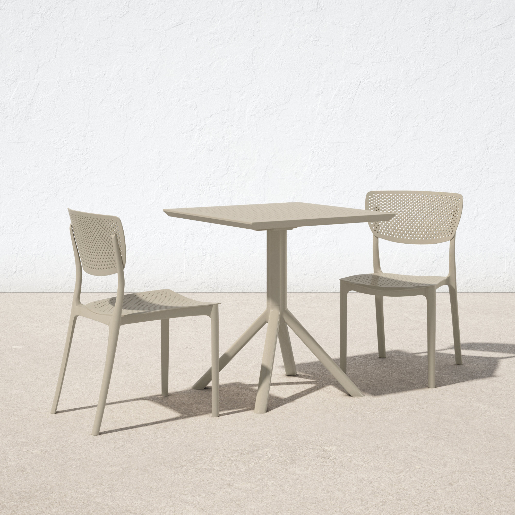 Farrah 31" Square 2-Person Bistro Set, Taupe, 27.5" D x 27.5" W x 29.5" H