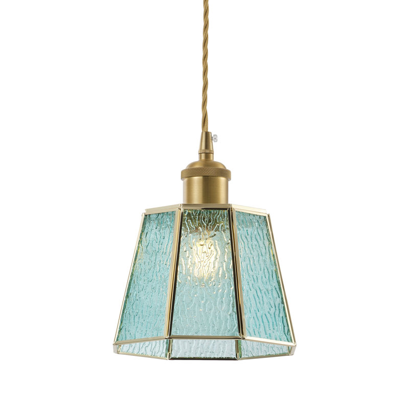1-Light Blue Glass Iron Dimmable Pendant Lamp