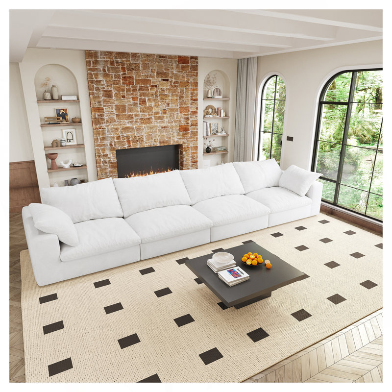 Canapé modulaire blanc, H 34,6 po x l 40 po x P 160 po, 4