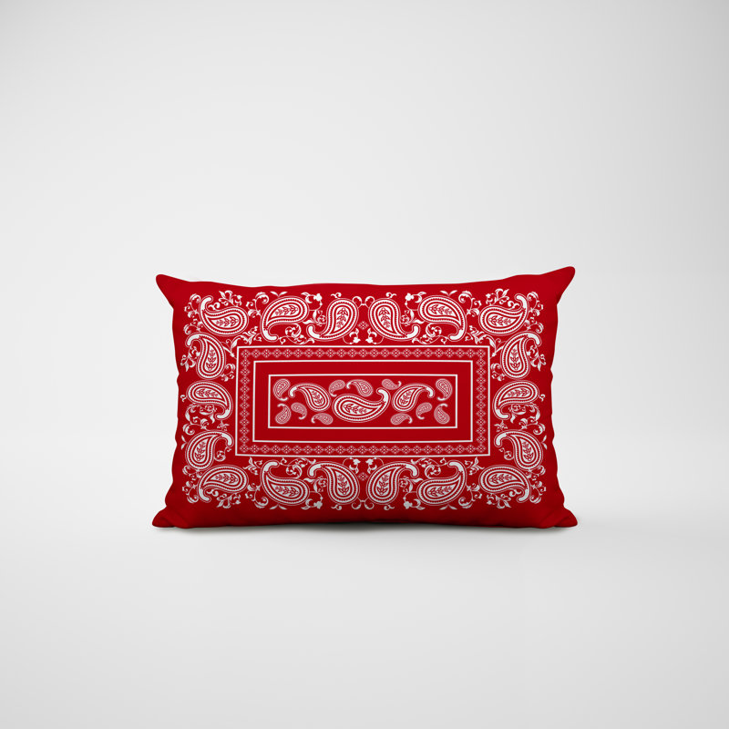 Paisley Outdoor Reversible Throw Pillow, Red
