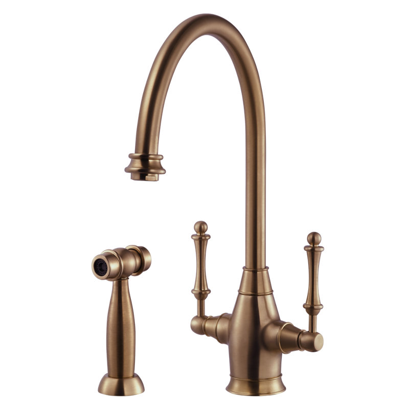 Houzer Charleston Kitchen Faucet with Side Spray, Antique Copper