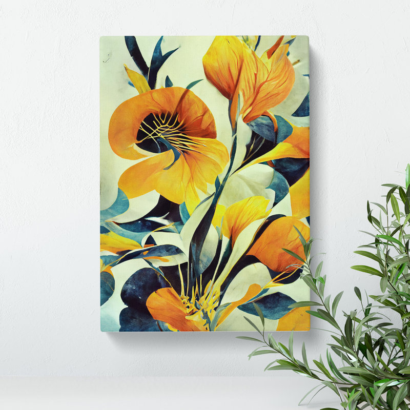 Flowing Abstract Flowers No.1 - Wrapped Canvas, 50cm H x 35cm W x 3cm D