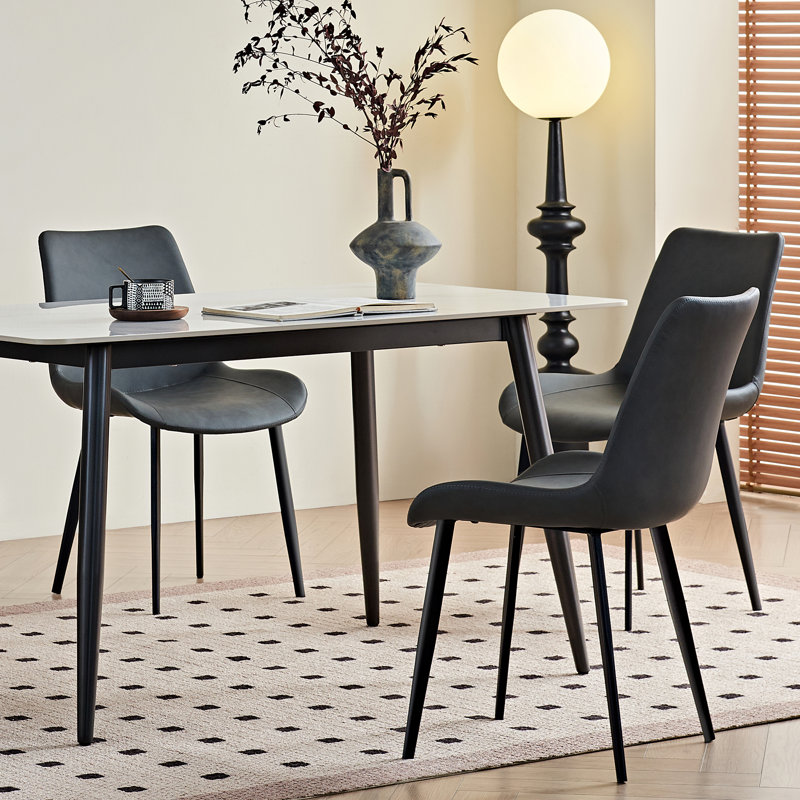 Modern PU Leather Dining Table Set with Metal Legs (2-Piece)