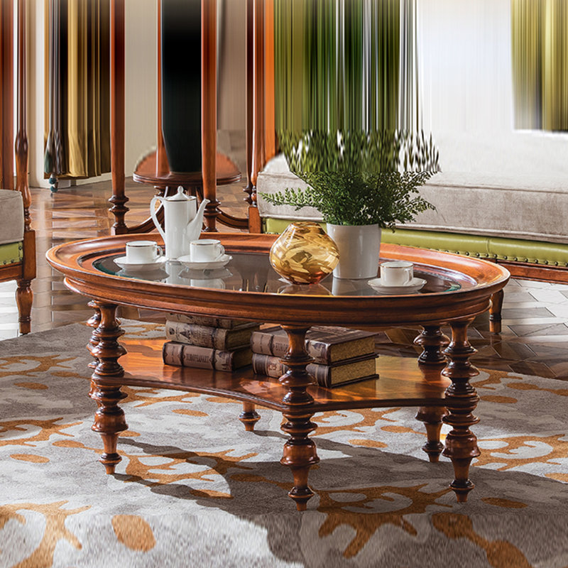 American-style carved solid wood coffee table