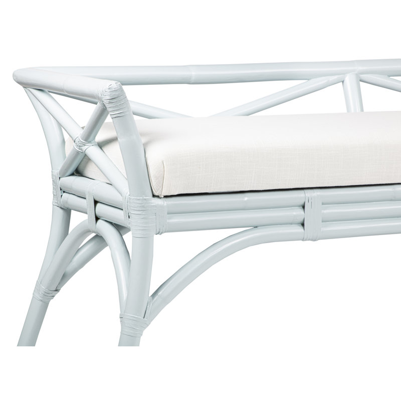 Wicker Bench, Light Blue