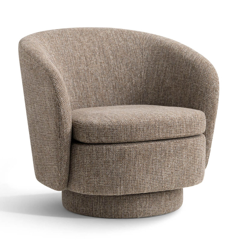 Fauteuil d'appoint pivotant à 360 ° Tweed, Marron clair