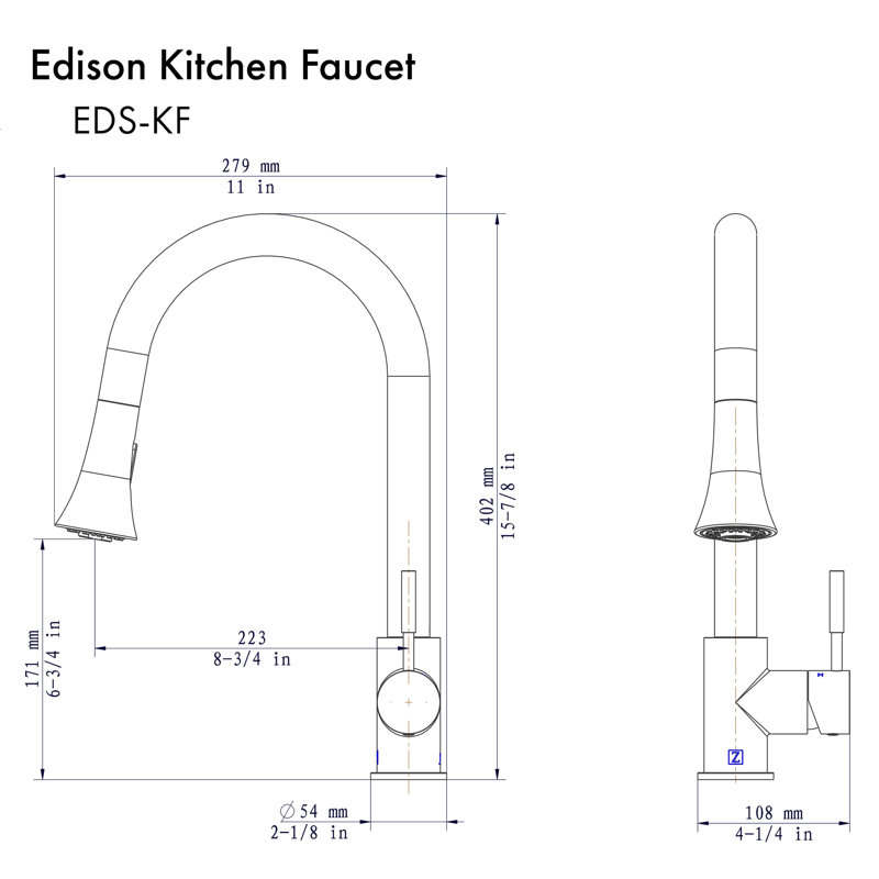ZLINE Edison Kitchen Faucet, Polished Gold