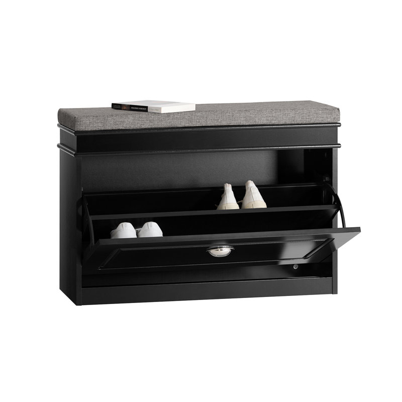 Schuhschrank für 6 Paar Schuhe, Black/Silver, 51cm H x 75cm W x 24cm D