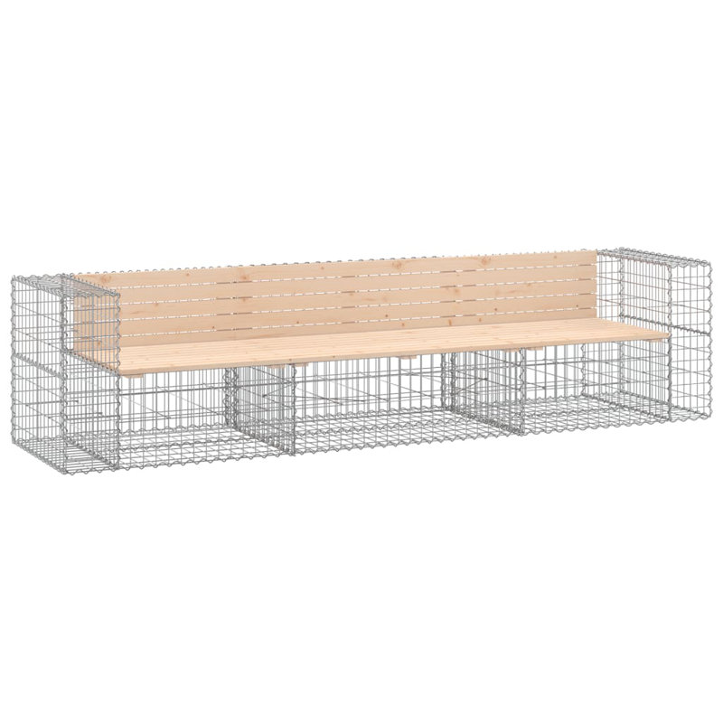 Braeson Steel Outdoor Bench, Wood Pine, 65.5 cm H x 184 cm W x 71 cm D