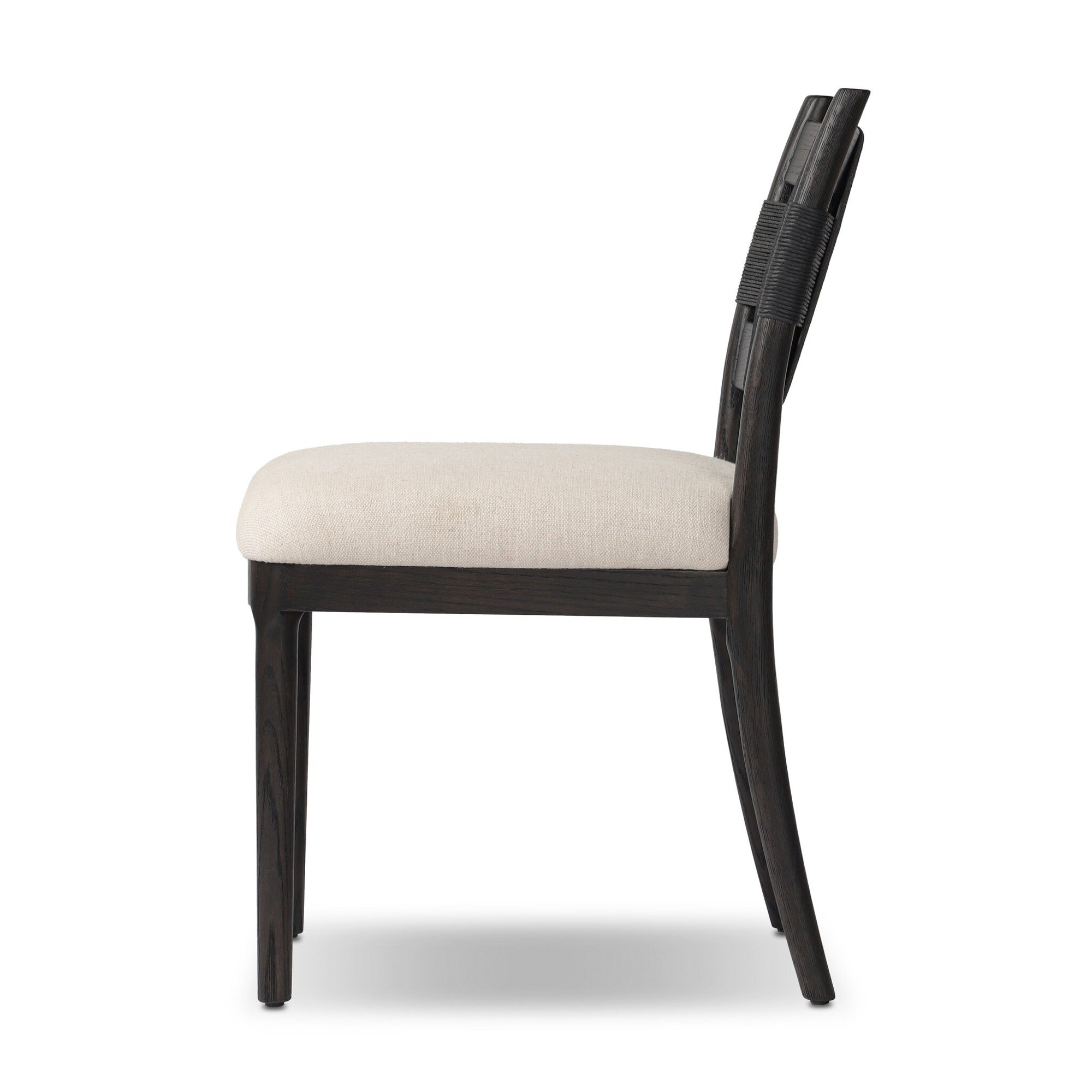 Tova Dining Chair, Distressed Black Oak/Black Paper Cord