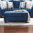 Fabric Cocktail In Navy - Upholstery, Legs, Geometric Pattern, Rectangular For Living Room Blue With Welted Trim High Foam, Area