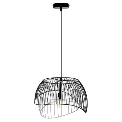 Luminaire suspendu dôme industriel noir et blanc 19,5 po l