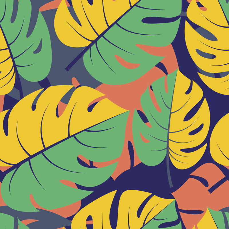 Jungle floral 1 Piece Wrapped Canvas Wall Art, 91cm H x 91cm W