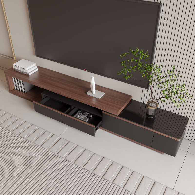 Jaaziah 78.74''-98.42'' Retro Extendable Solid Wood TV Stand With 3 Drawers 1 Storge, Media Console, Fully-Assembled
