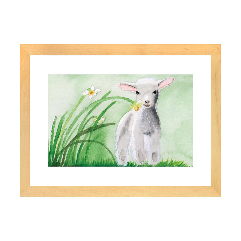 «Baby Spring Animals IV» par Alicia Ludwig - reproduction d'art, H 16 po x l 24 po x P 1 po, Papier encadré de bois naturel