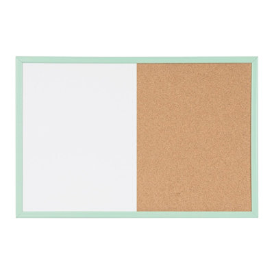 MasterVision Pastel Combo Bulletin and Dry Erase Board, 36" x 24", Green Frame, Decorative Magnetic Whiteboard and Cork Board, Wall Décor for Home, Office, Dorm, or Classroom
