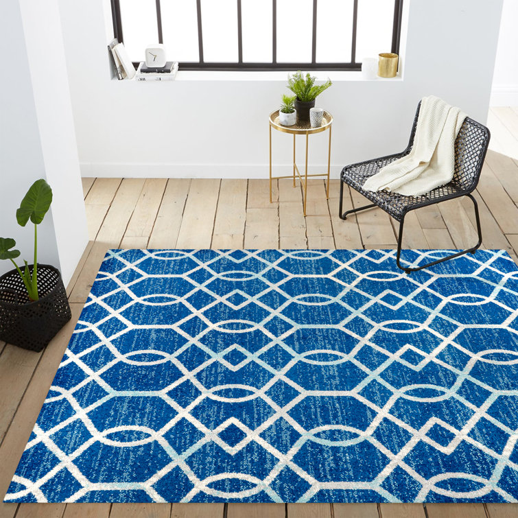 Oakden Ogee Fretwork Blue/Gray Rug