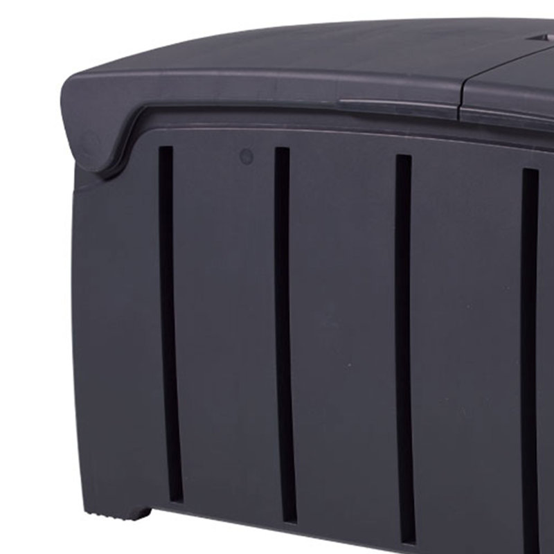 Black Plastic Lockable Outdoor Storage Box with Double Door Lid