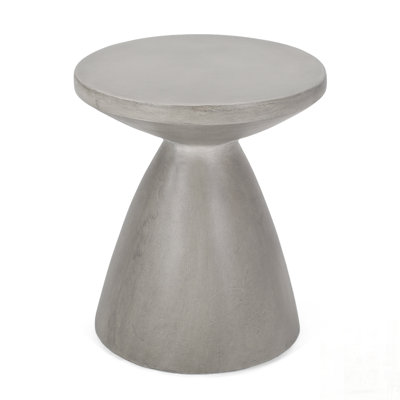 Outdoor Lightweight Concrete Side Table with Hourglass Pedestal, Perfect for Modern and Functional Outdoor Spaces
