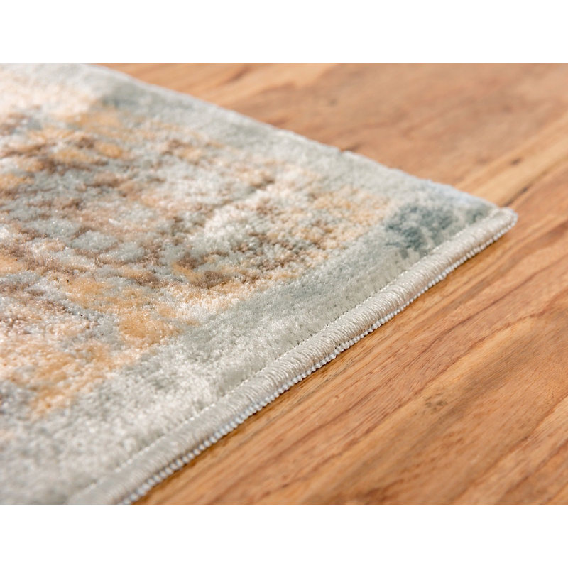 Serene Light Blue Floral 9' x 12' Handmade Synthetic Rug