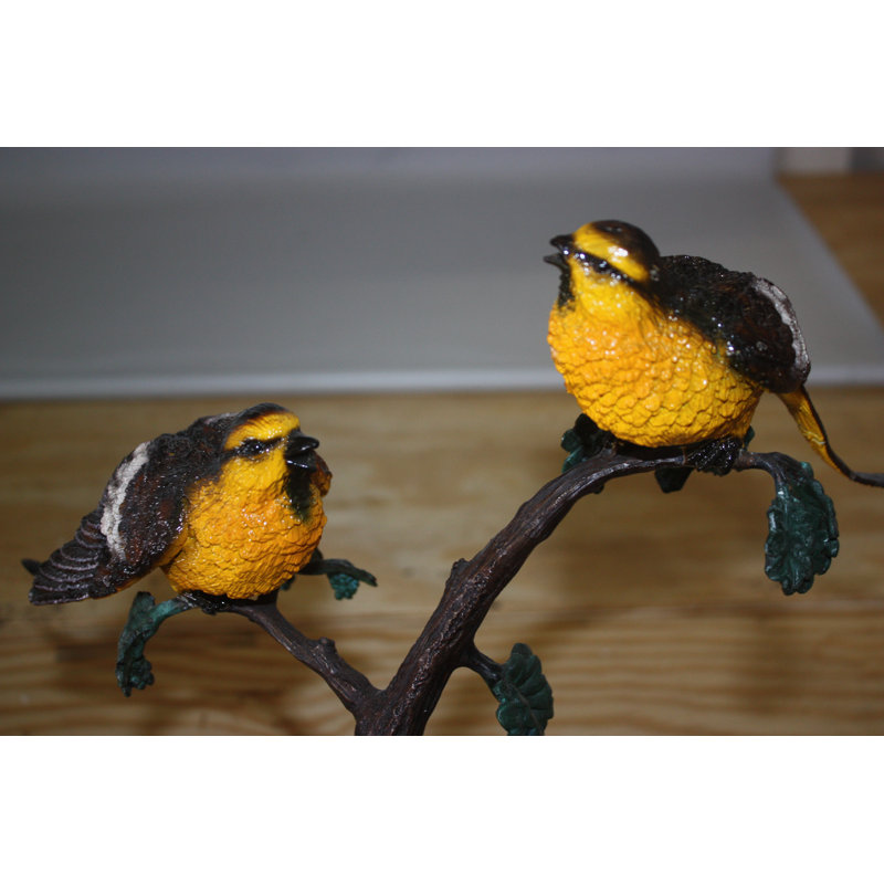 Bevin Two Sparrows on tree - Bronze Statue -  Size: 17"L x 8"W x 17"H. 
