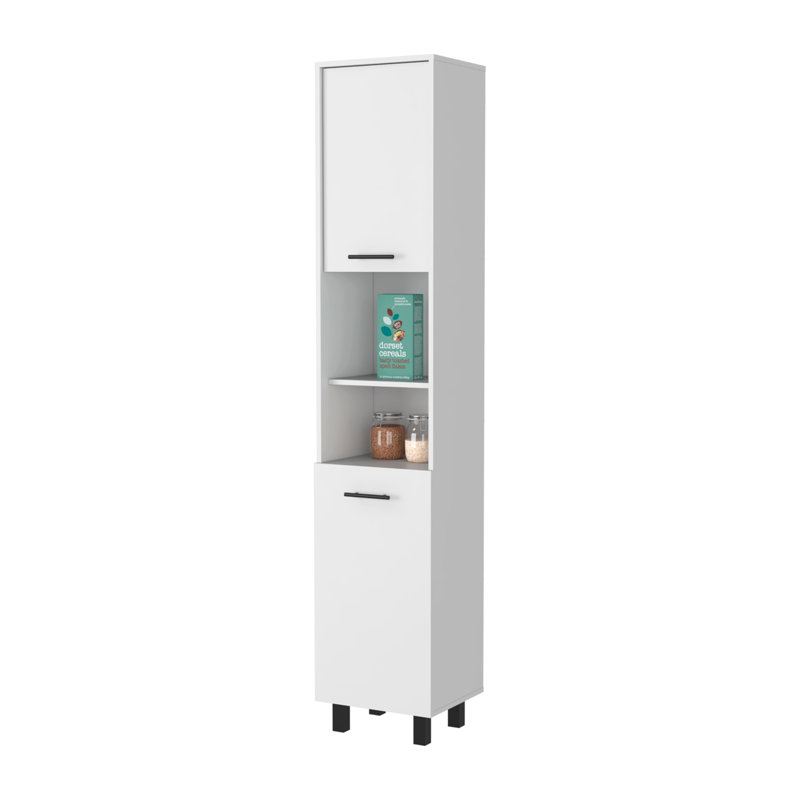 Sheffield 2-Door Pantry Cabinet, with Two 2-Cabinet Spaces and Two Open Shelves, Black