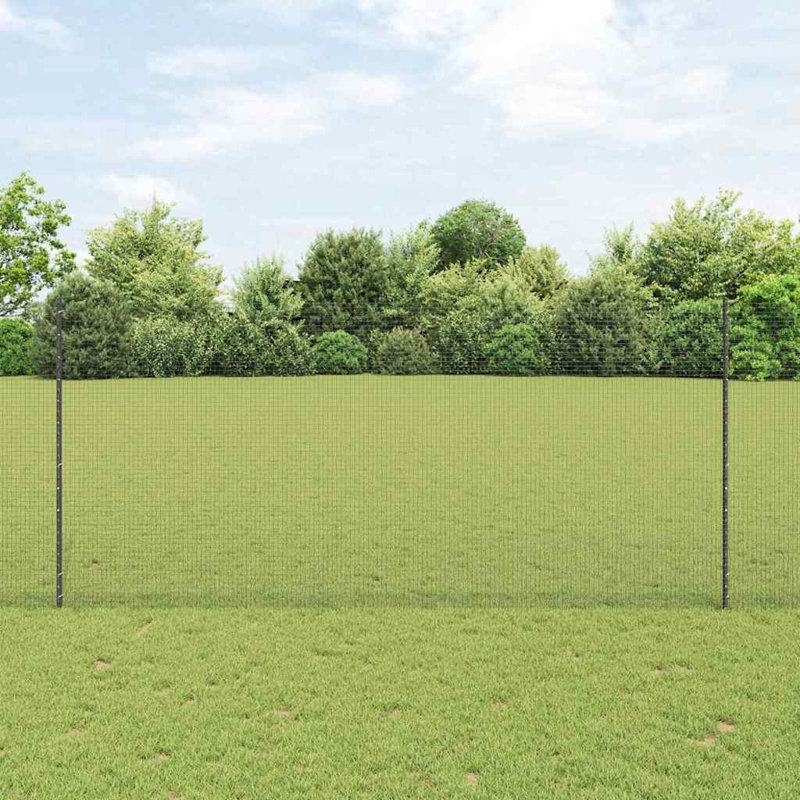 Vidaxl Fence With Posts Steel, Grey, 140cm H x 1000cm W x 2.7cm D