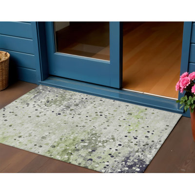 Tapis extérieur lavable abstrait vert articulé 3 pi x 5 pi artichaut