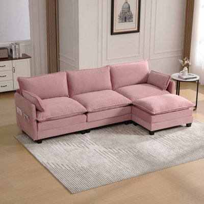 Canapé modulaire surdimensionné surdimensionné avec repose-pieds mobile, ensemble de canapés en velours côtelé moderne de 102 pouces à 4 places, canapé convertible en forme de L pour le salon et le bureau