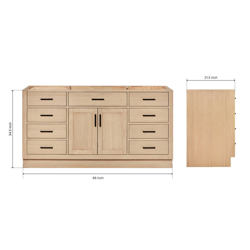 Hepburn 66 Single Bathroom Vanity Base Only, Oak