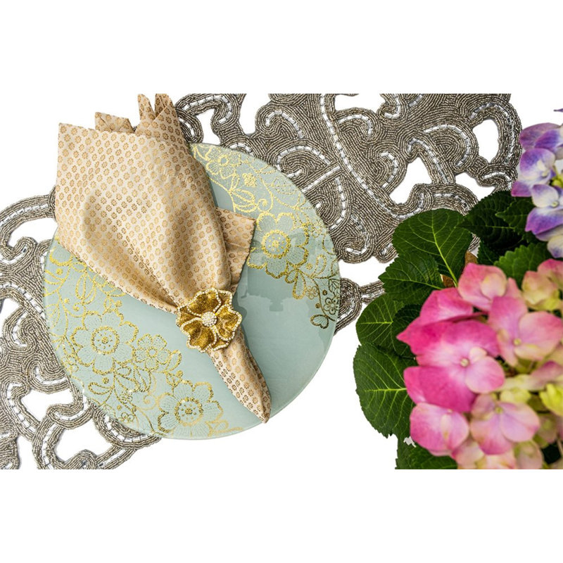 Gold And Gold Flower Glass Elegant Placemat