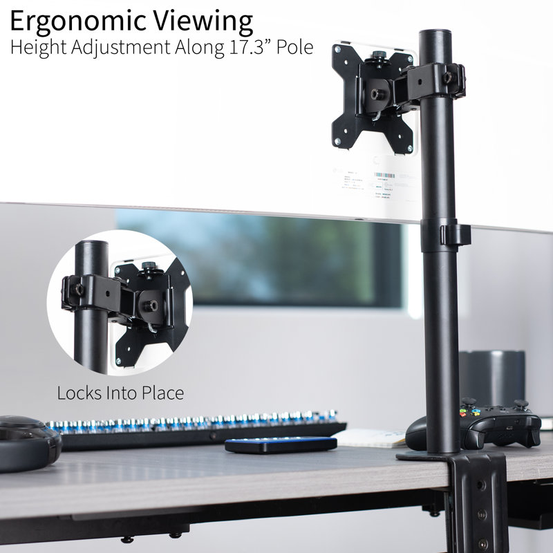 Black Adjustable Ultrawide Monitor Desk Mount with C-Clamp