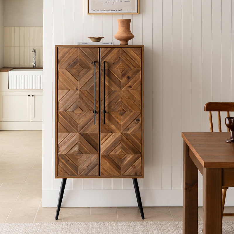 Armoire d'appoint de 50 po de hauteur avec portes en bois récupéré pour le salon, le vestibule ou la chambre à coucher