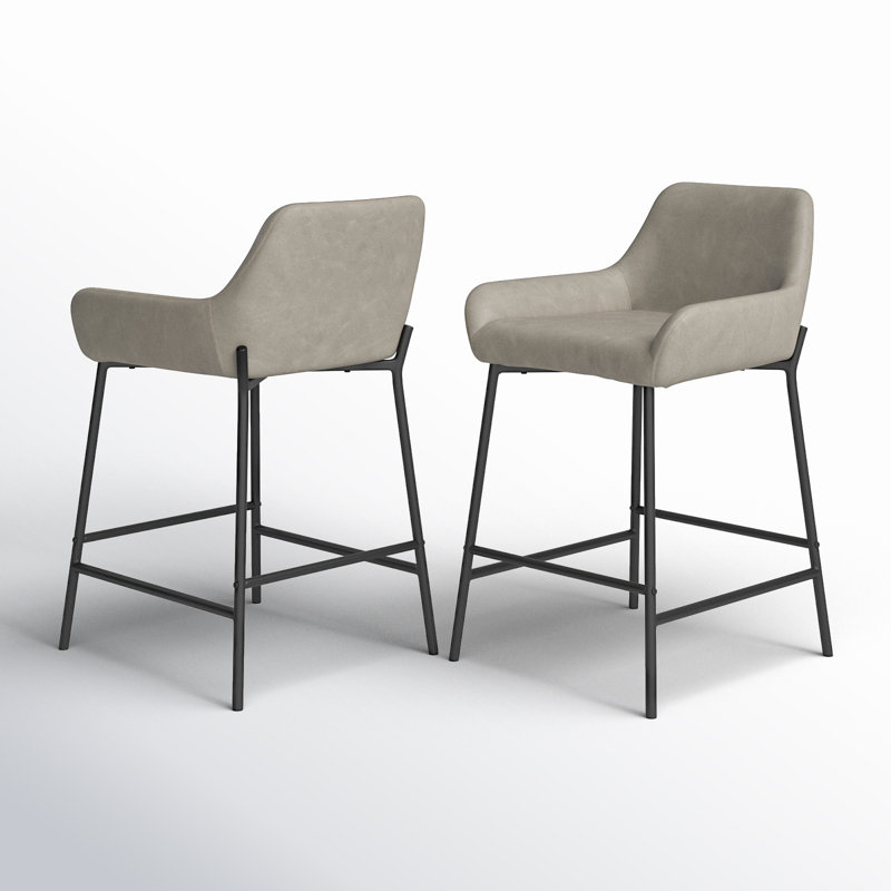 Greely Upholstered Counter Stool with Metal Frame, Gray
