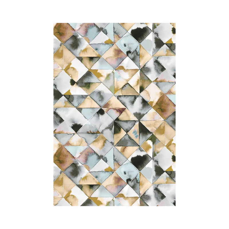 Moody Triangles Gold Silver by Ninola Design - Wrapped Canvas Gallery-Wrapped Canvas Giclée, 20.32 cm H x 30.48 cm W
