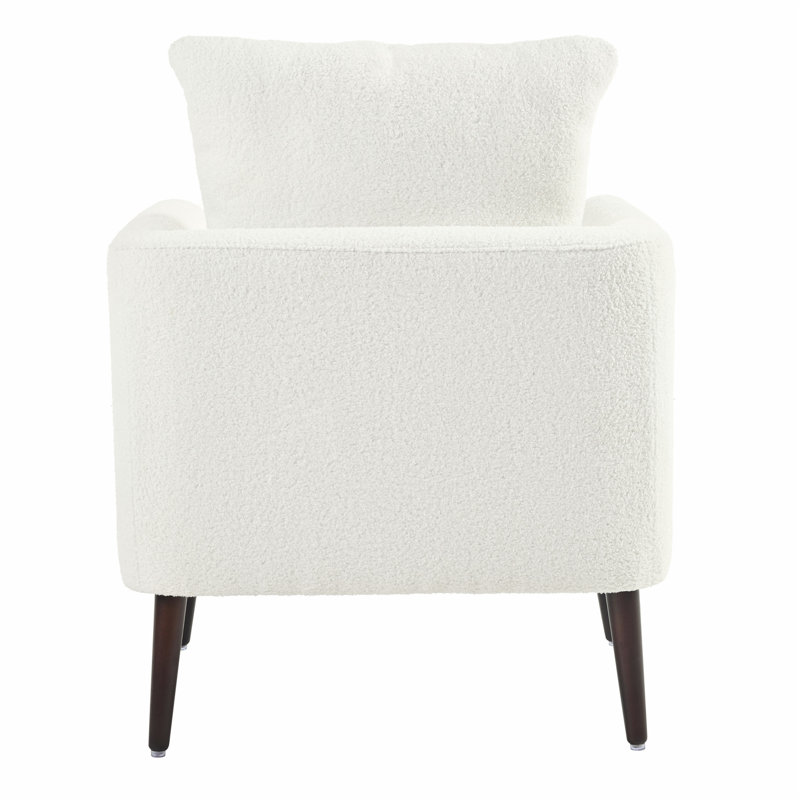 Fauteuil d'appoint moderne en tissu Teddy pour espaces de vie polyvalents, Blanc