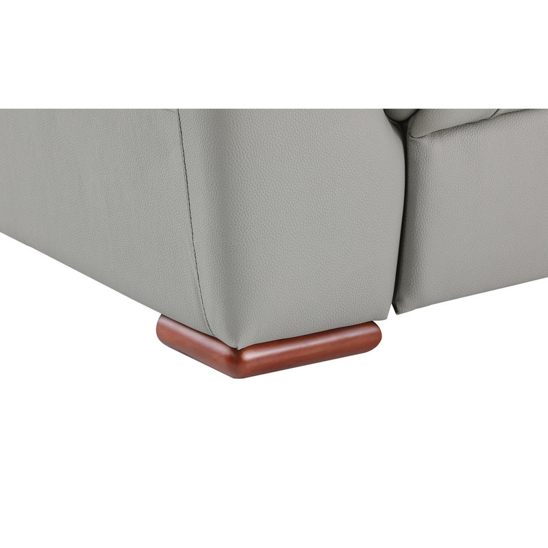 Fauteuil inclinable moderne en cuir avec support lombaire et système à 8 ressorts sinueux - 43,11 po Largeur gris