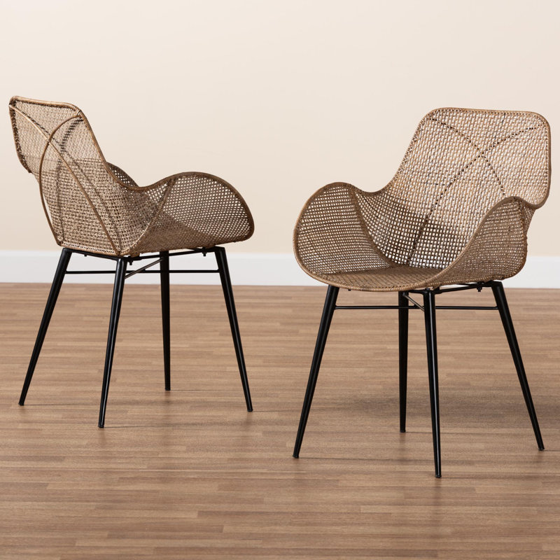 Kyiara Wing Back Rattan Arm Chair in Greywash