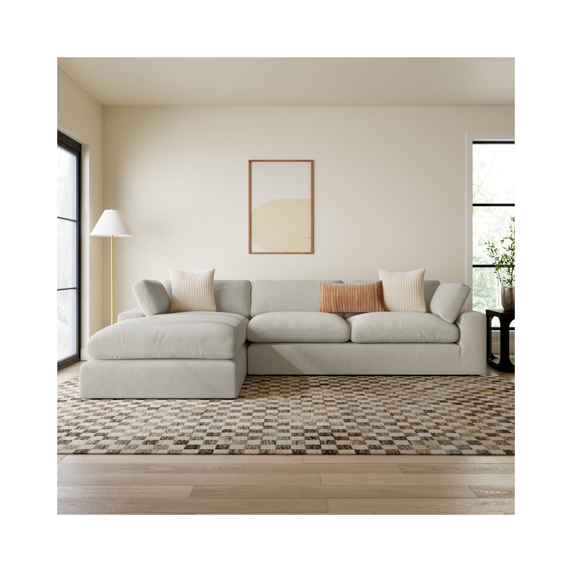Asher 2 - Piece Upholstered Chaise Sectional , Left Hand Facing, Effie Linen Performance Linen