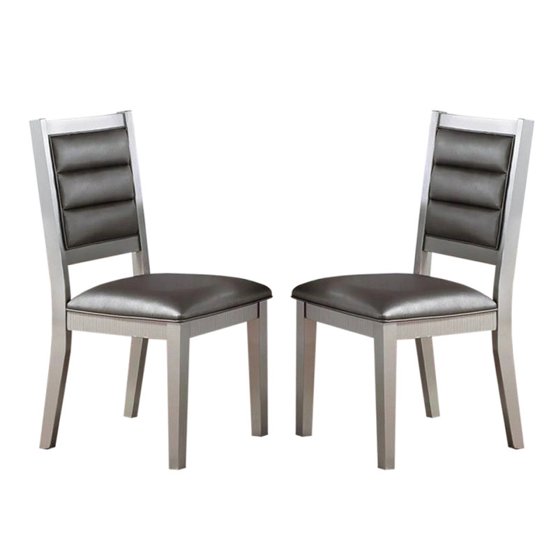 Ensemble de 2 chaises de salle à manger rembourrées en polyuréthane, argent