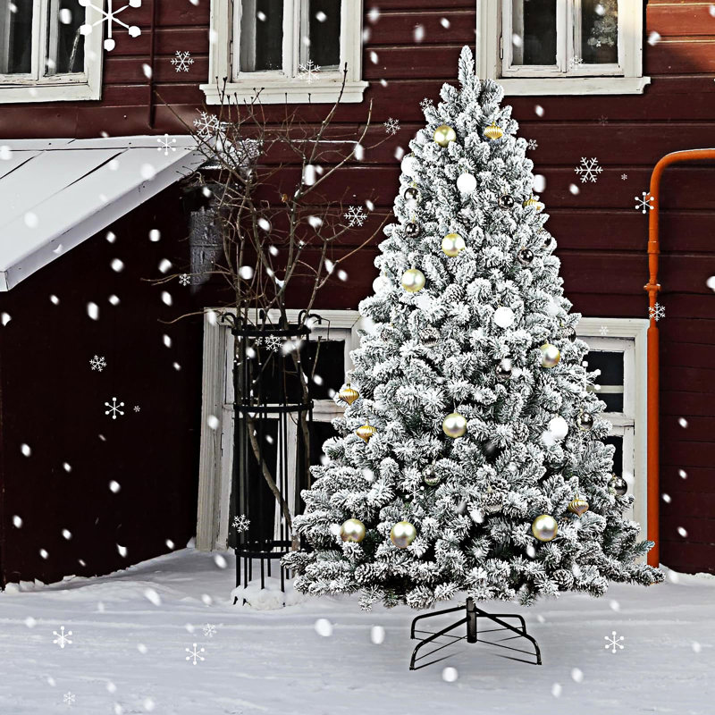 Arbre de Noël artificiel enneigé avec pommes de pin, 6'