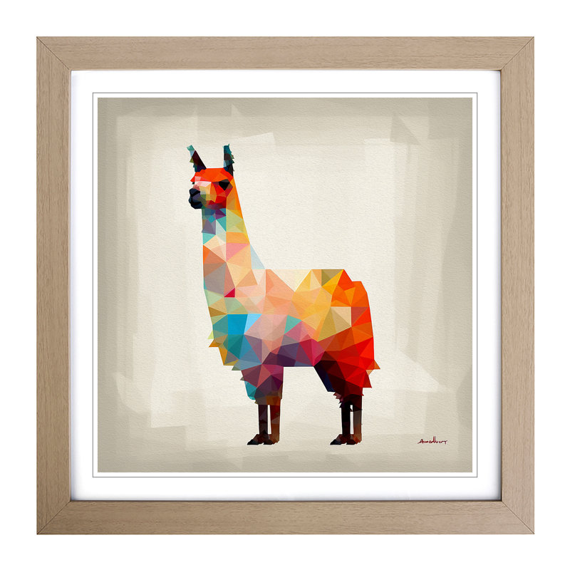 Llama Suprematism No.3 - Framed Print, Oak