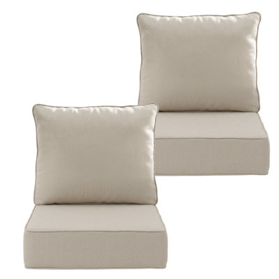 2-Piece Outdoor Patio Chair Cushion Set, 24 x 22 x 6.2 Inch, Weather-Resistant Olefin Cushions with Removable Covers