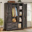 Armoire-penderie à 3 portes Bichock 70 po avec 2 tiroirs et tringle, chêne foncé-1140670959