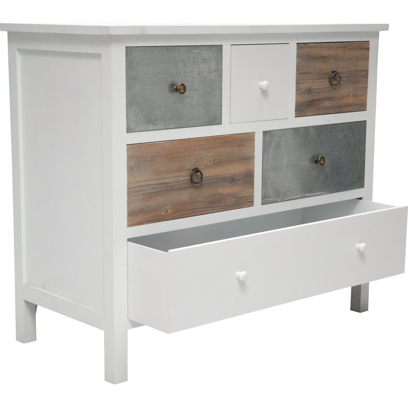 Iron Solid Wood 93cm W Chest of Drawers