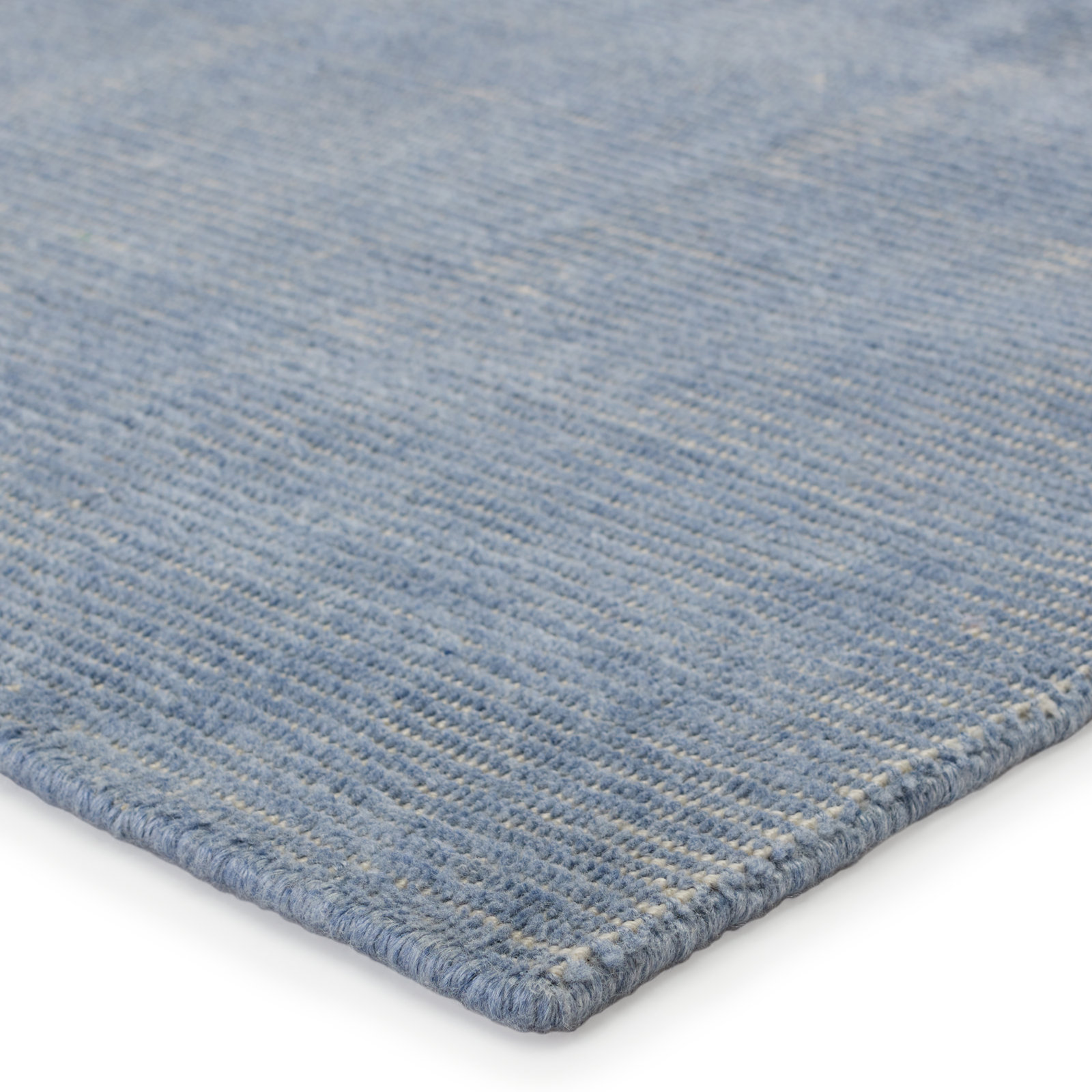 Caron Light Blue Cream Hand-Woven Striped Rug, Runner 3' x 10'