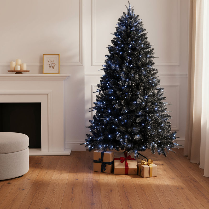 Sapin de Noël noir 6 pi pré-éclairé
